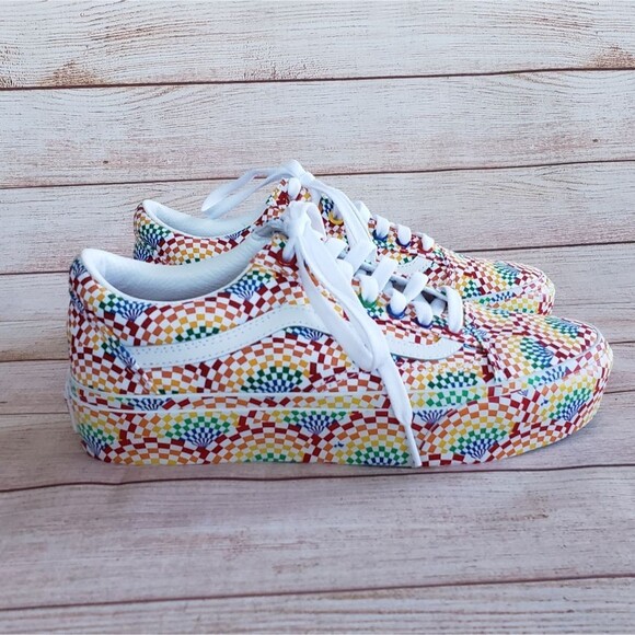 Vans Unisex Off The Wall Old Skool Classic Stripe Skater Style Platform Sneakers - Picture 2 of 11